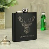 Personalised Stag Black Hip Flask: 1 - Hip Flasks By Gift Moments
