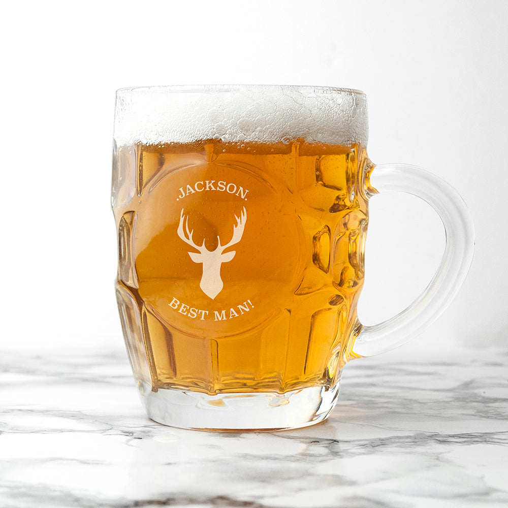 Personalised Stag Dimpled Beer Glass: 3 - Beer Glasses By Gift Moments