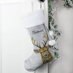 Personalised Stag Silver Grey Stocking - Shop Christmas Stockings At Gift Moments - 3