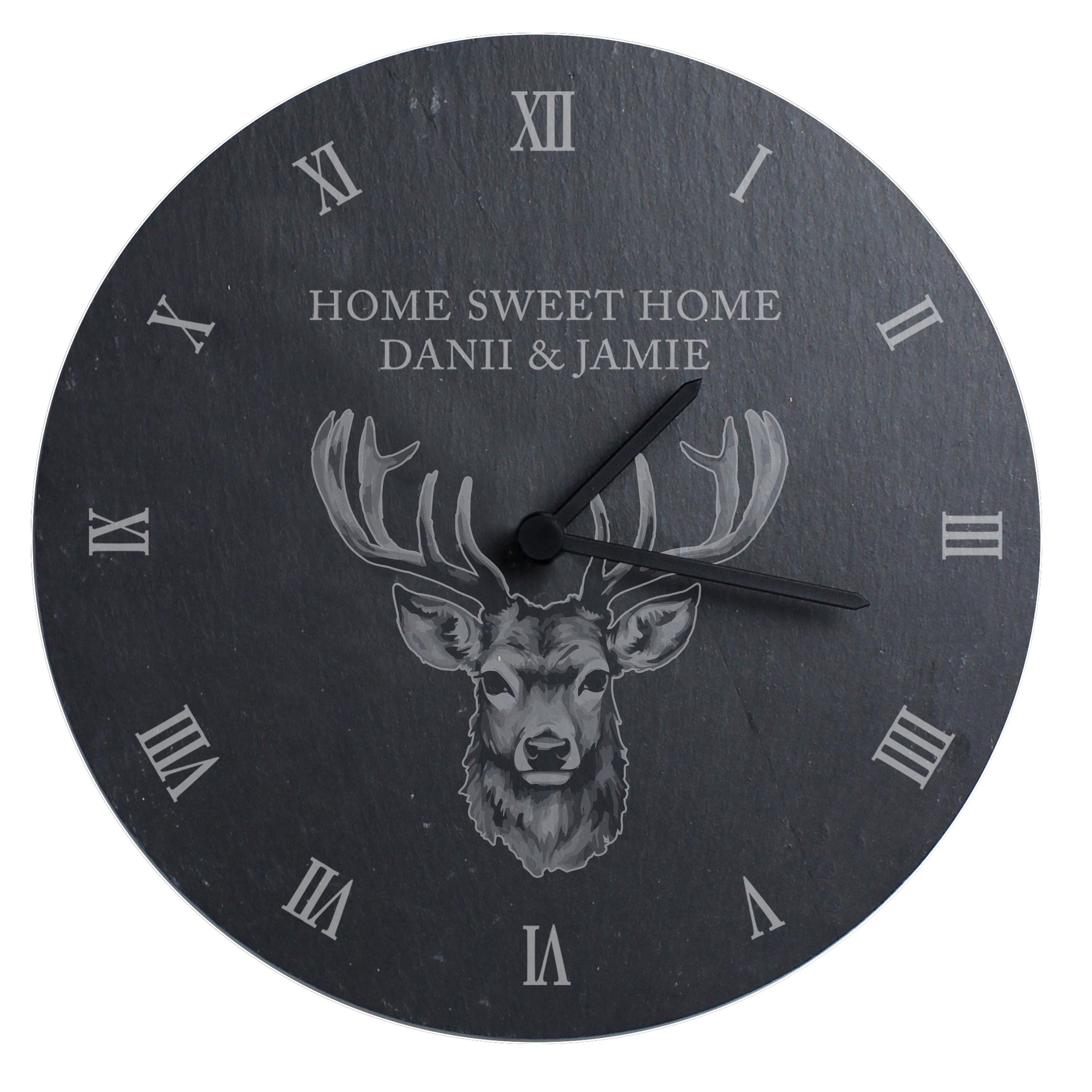 Personalised Stag Slate Clock: 5 - Clocks By Gift Moments
