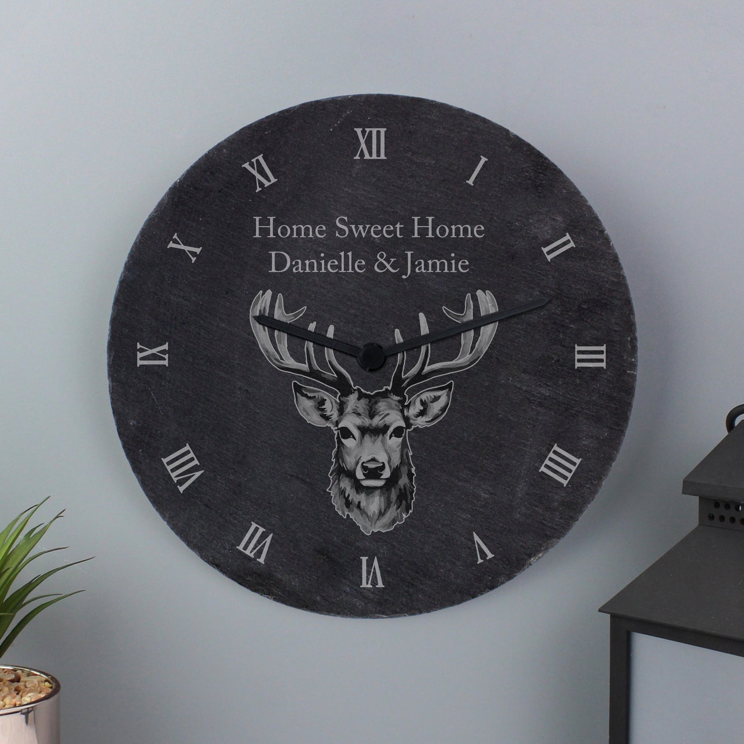 Personalised Stag Slate Clock: 2 - Clocks By Gift Moments