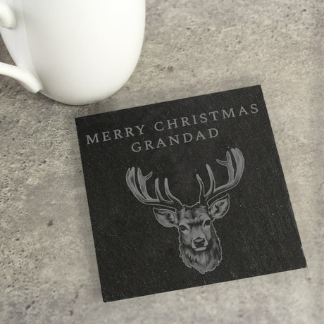 Personalised Stag Slate Coaster: 3 - Coasters By Gift Moments
