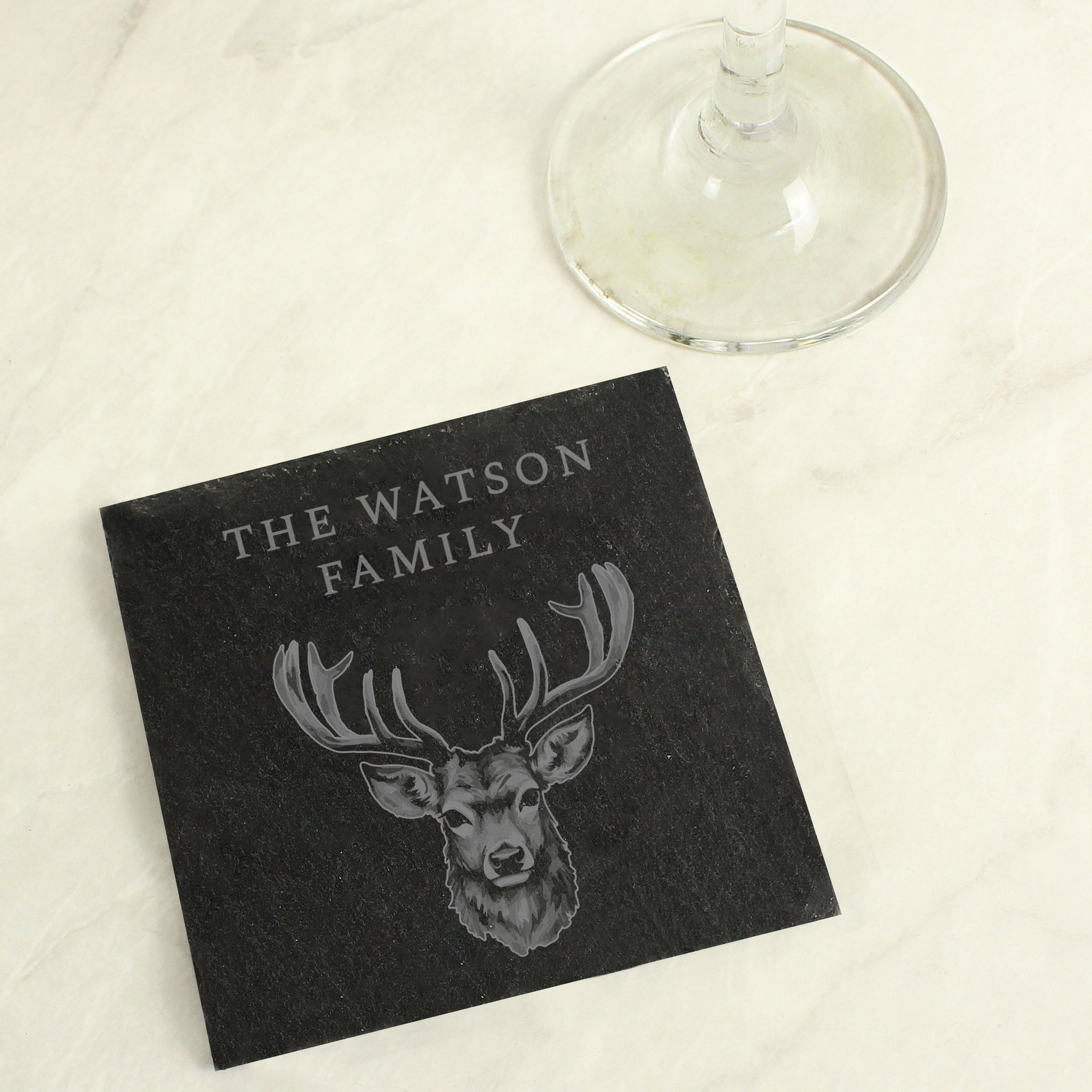 Personalised Stag Slate Coaster: 2 - Coasters By Gift Moments