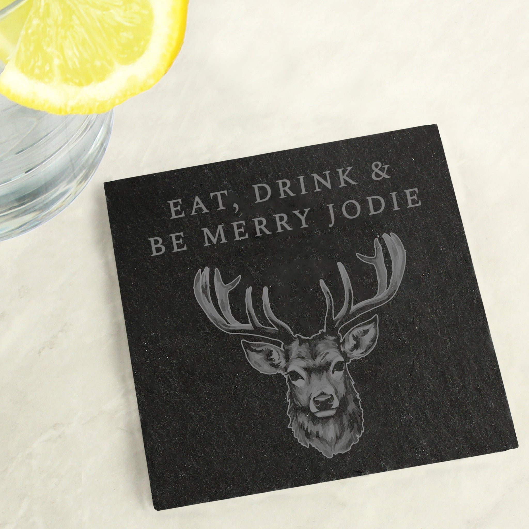Personalised Stag Slate Coaster: 4 - Coasters By Gift Moments