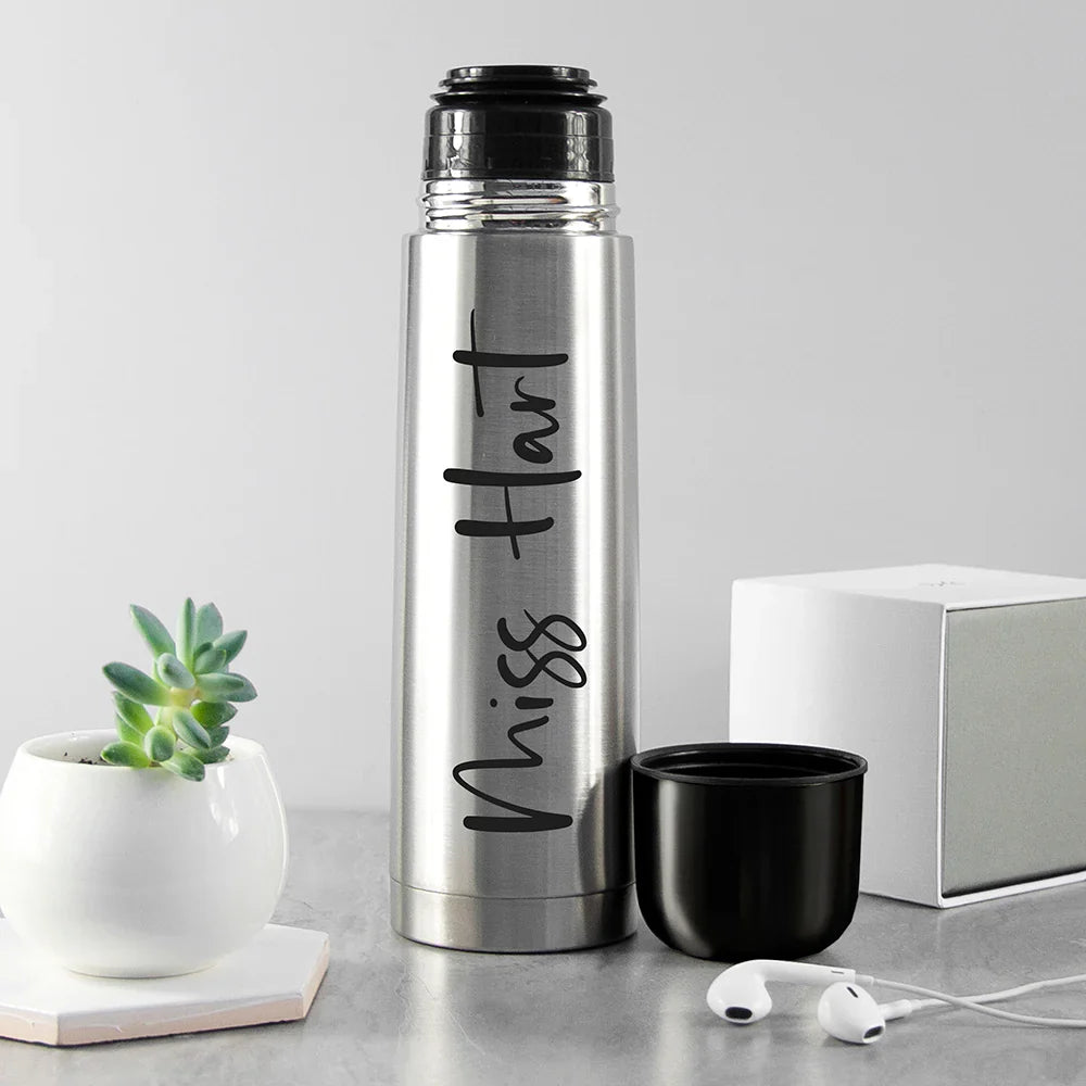 Personalised Stainless Steel Thermos: 2 - Travel Mugs By Gift Moments
