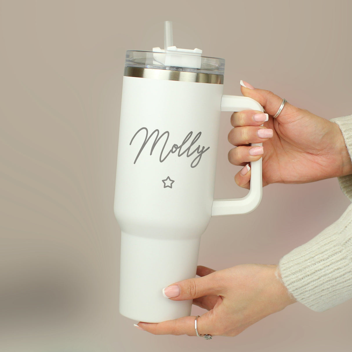 Personalised Star 40oz White Travel Cup: 1 - Travel Mugs By Gift Moments