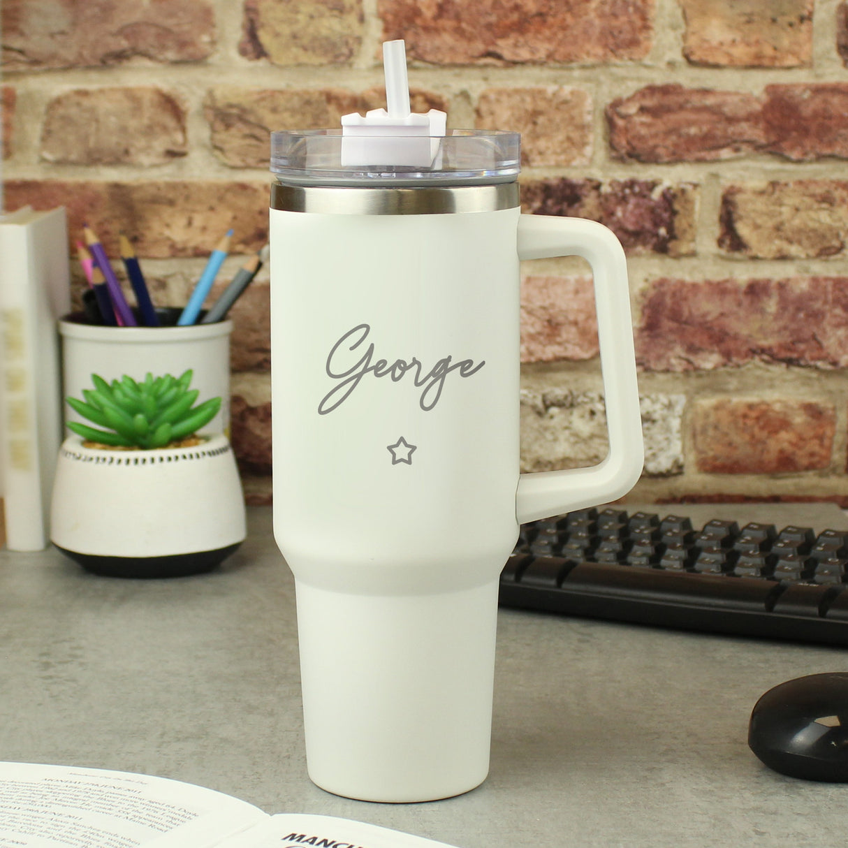 Personalised Star 40oz White Travel Cup: 4 - Travel Mugs By Gift Moments
