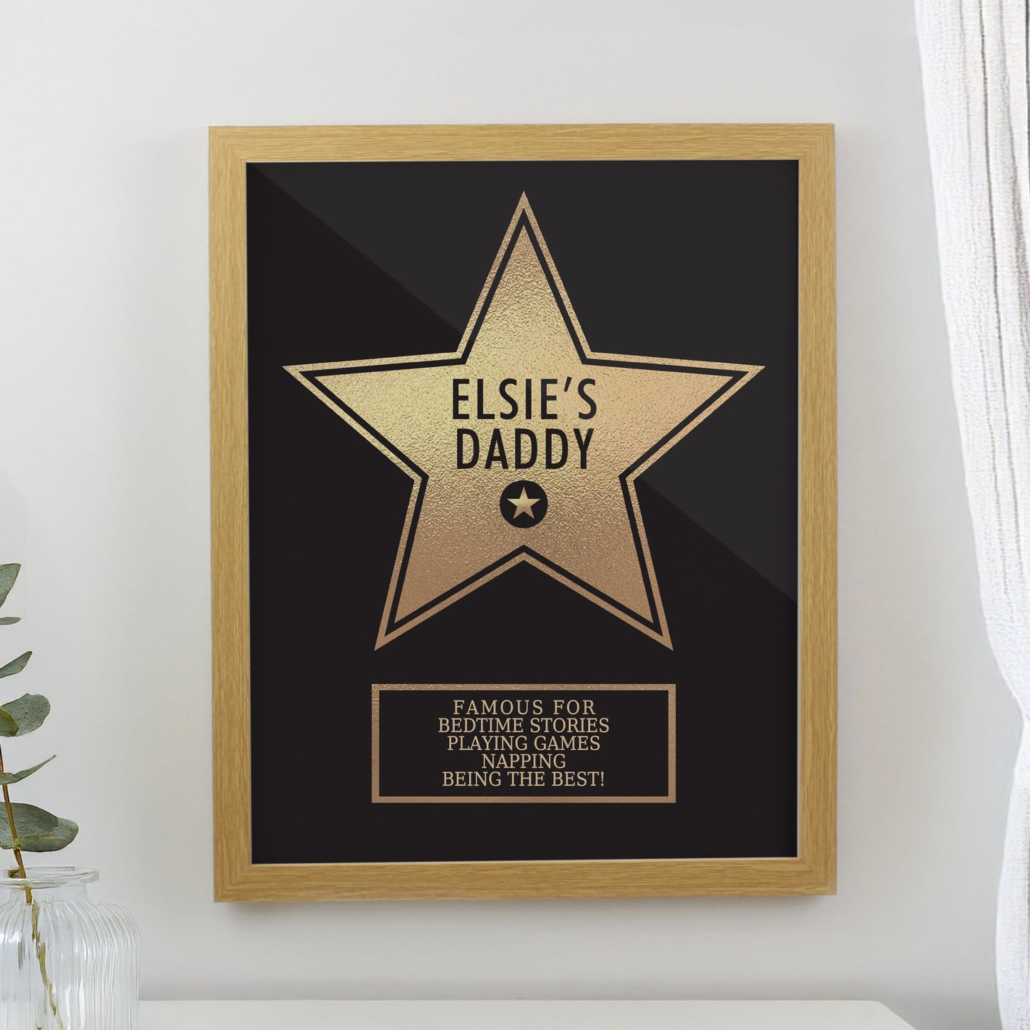 Personalised Star Award Framed Prints: 1 - Oak - Framed Prints By Gift Moments