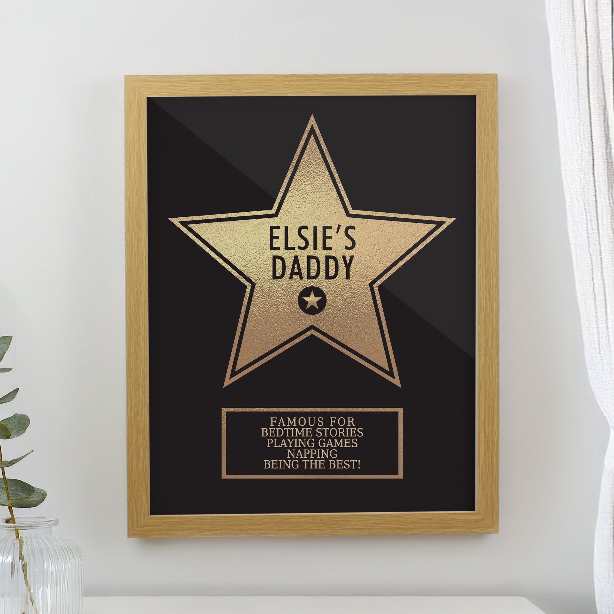 Personalised Star Award Framed Prints: 1 - Oak - Framed Prints By Gift Moments