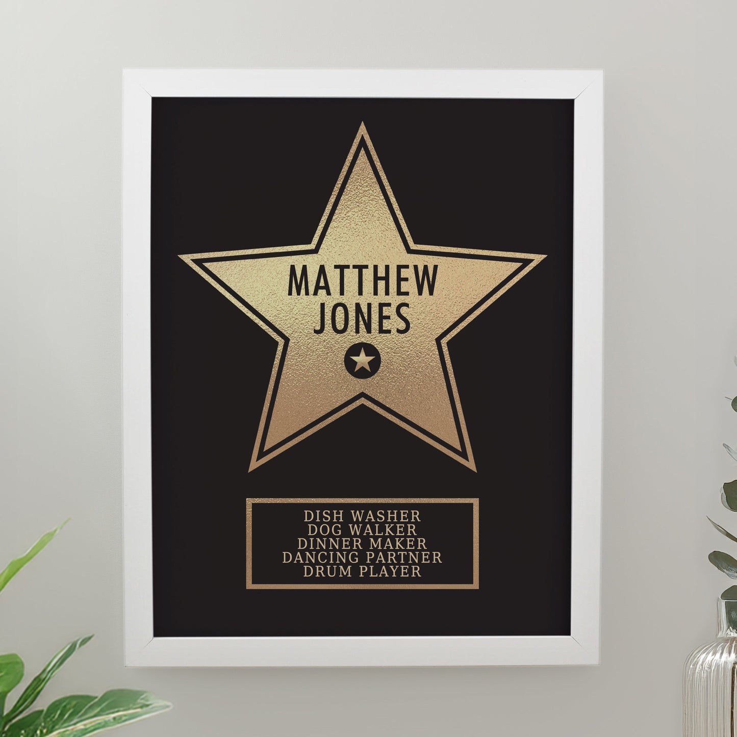 Personalised Star Award Framed Prints: 3 - White - Framed Prints By Gift Moments
