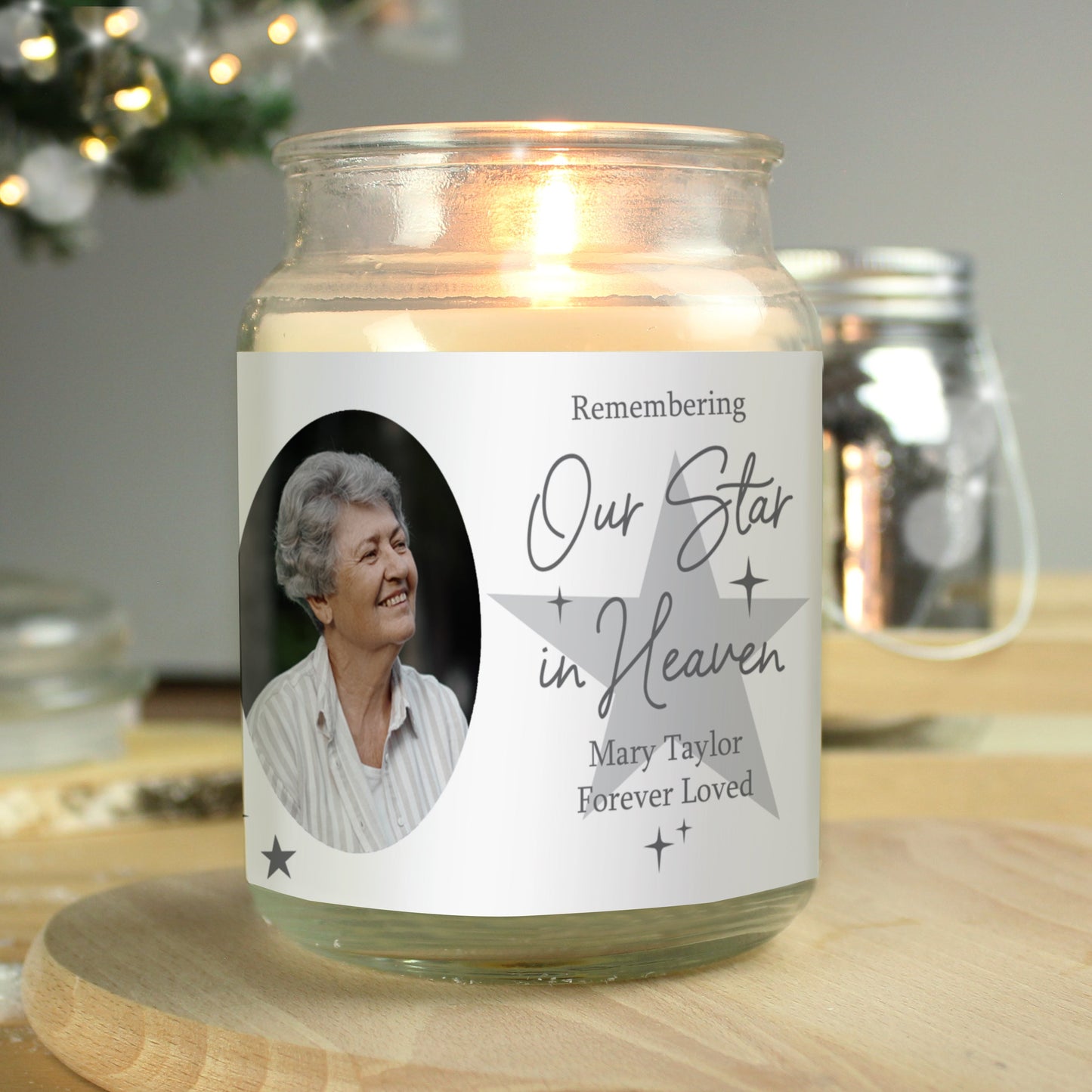 Personalised Star In Heaven Photo Upload Large Scented Jar Candle: 1 - Candles By Gift Moments
