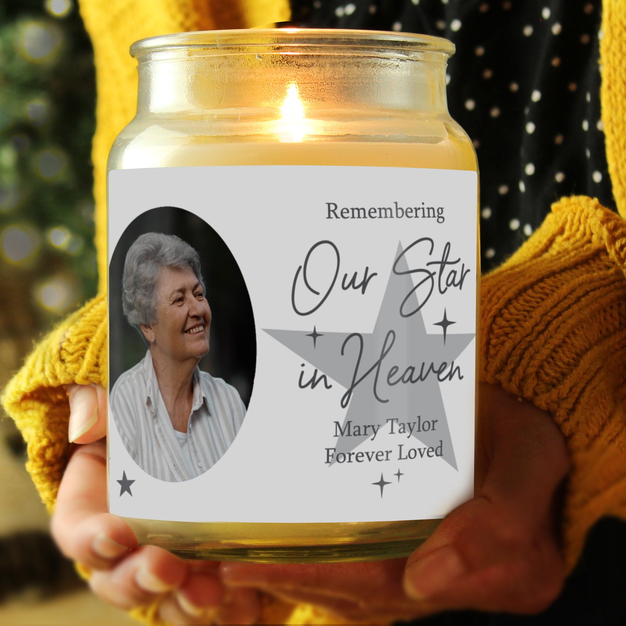 Personalised Star In Heaven Photo Upload Large Scented Jar Candle: 2 - Candles By Gift Moments