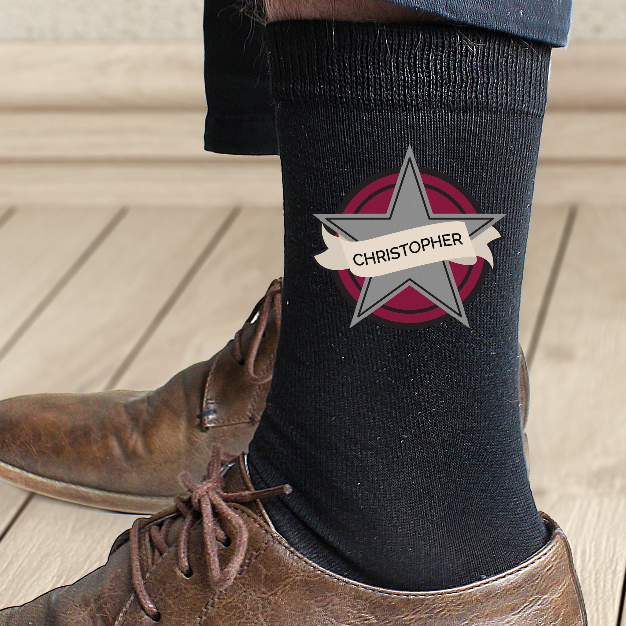 Personalised Star Men’s Socks: 3 - Clothing By Gift Moments