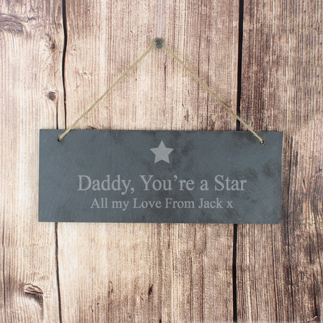 Personalised Star Motif Hanging Slate Plaque: 1 - Signs & Plaques By Gift Moments