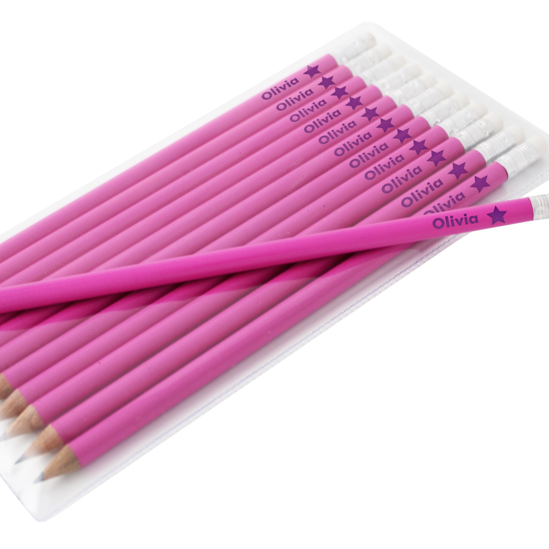 Personalised Star Motif Pink Pencils: 2 - Pens & Pencils By Gift Moments