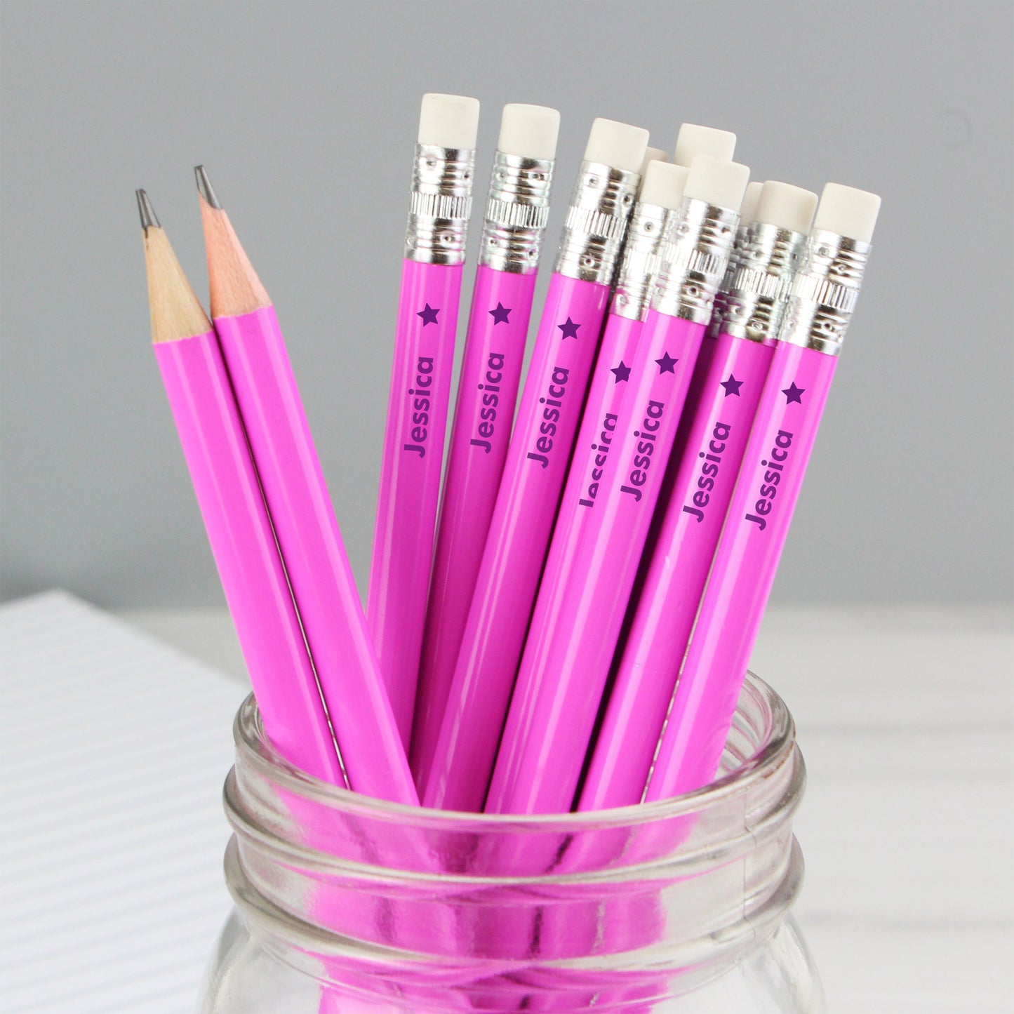 Personalised Star Motif Pink Pencils: 1 - Pens & Pencils By Gift Moments