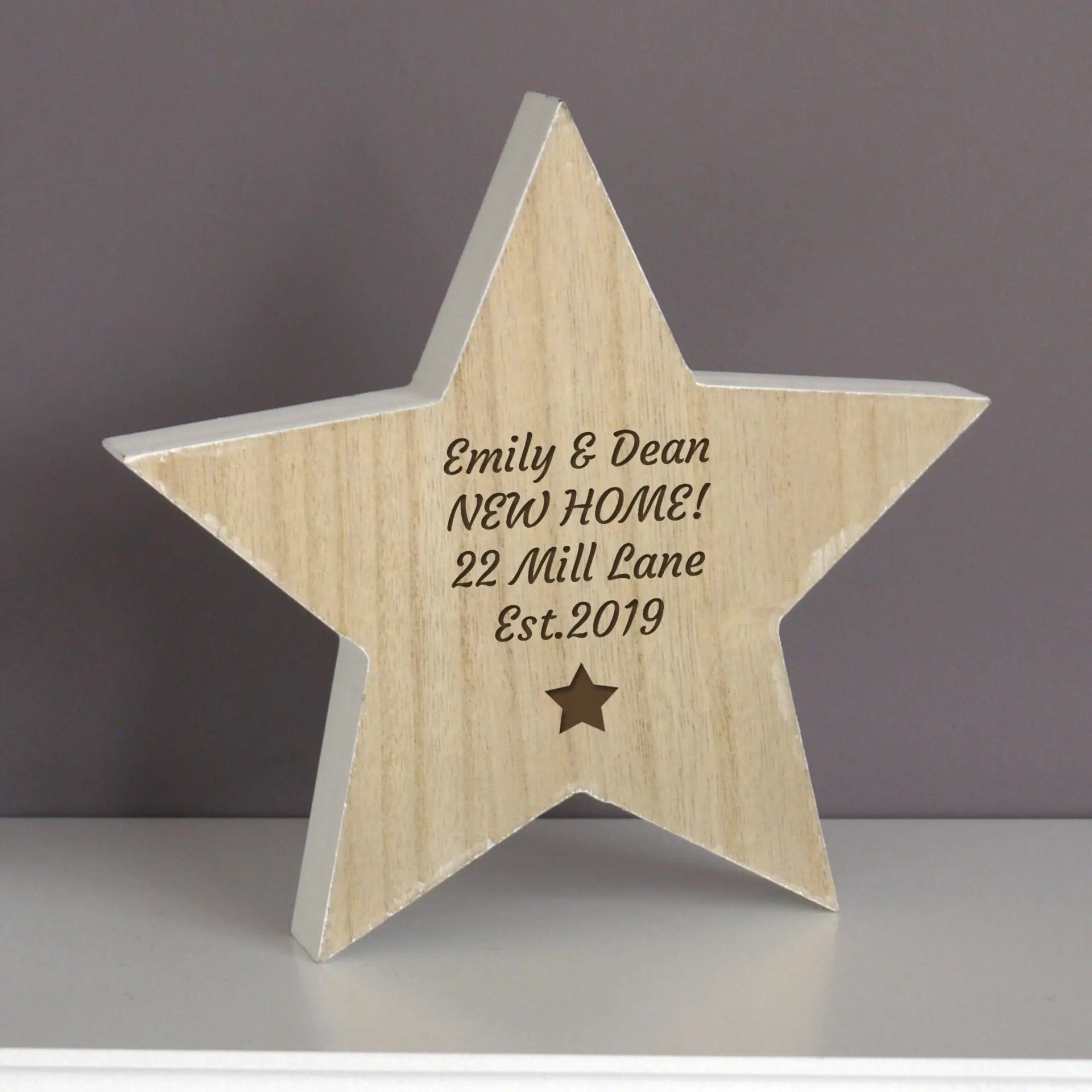 Personalised Star Motif Rustic Wooden Star Decoration: 2 - Christmas Decorations By Gift Moments