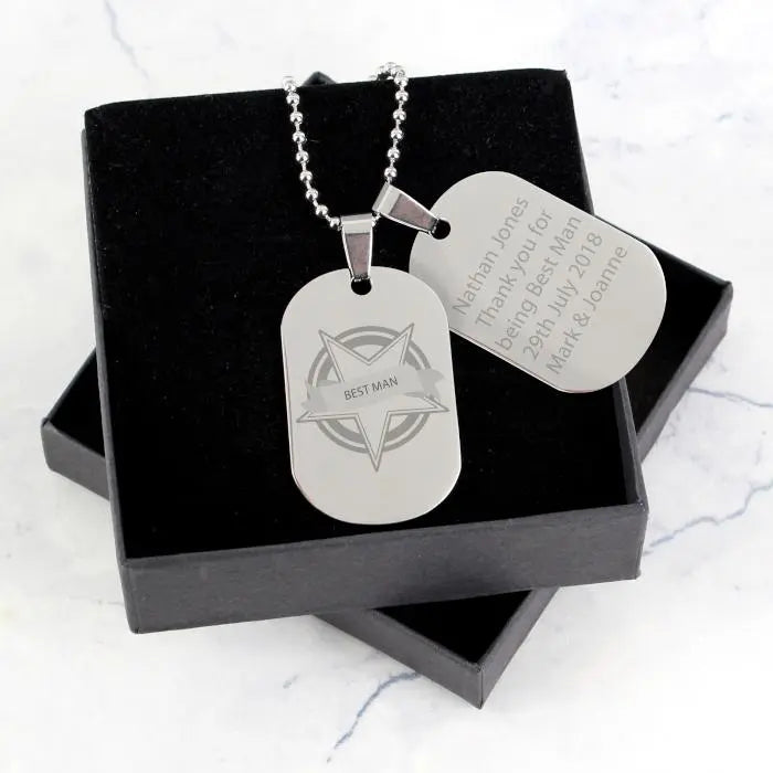 Personalised Star Stainless Steel Double Dog Tag Necklace: 2 - Necklaces By Gift Moments