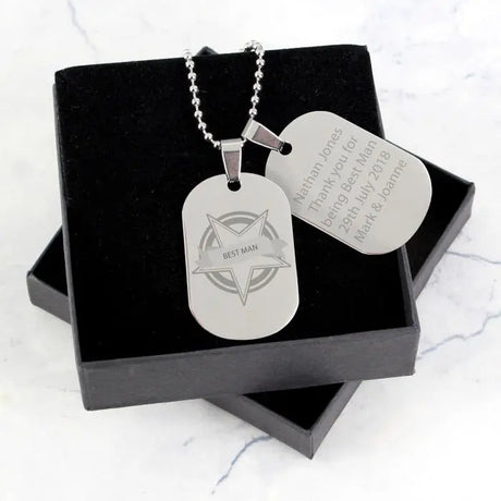 Personalised Star Stainless Steel Double Dog Tag Necklace: 2 - Necklaces By Gift Moments