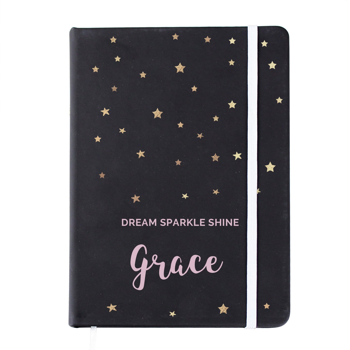 Personalised Starry Black Hardback Notebook: 5 - Notebooks By Gift Moments