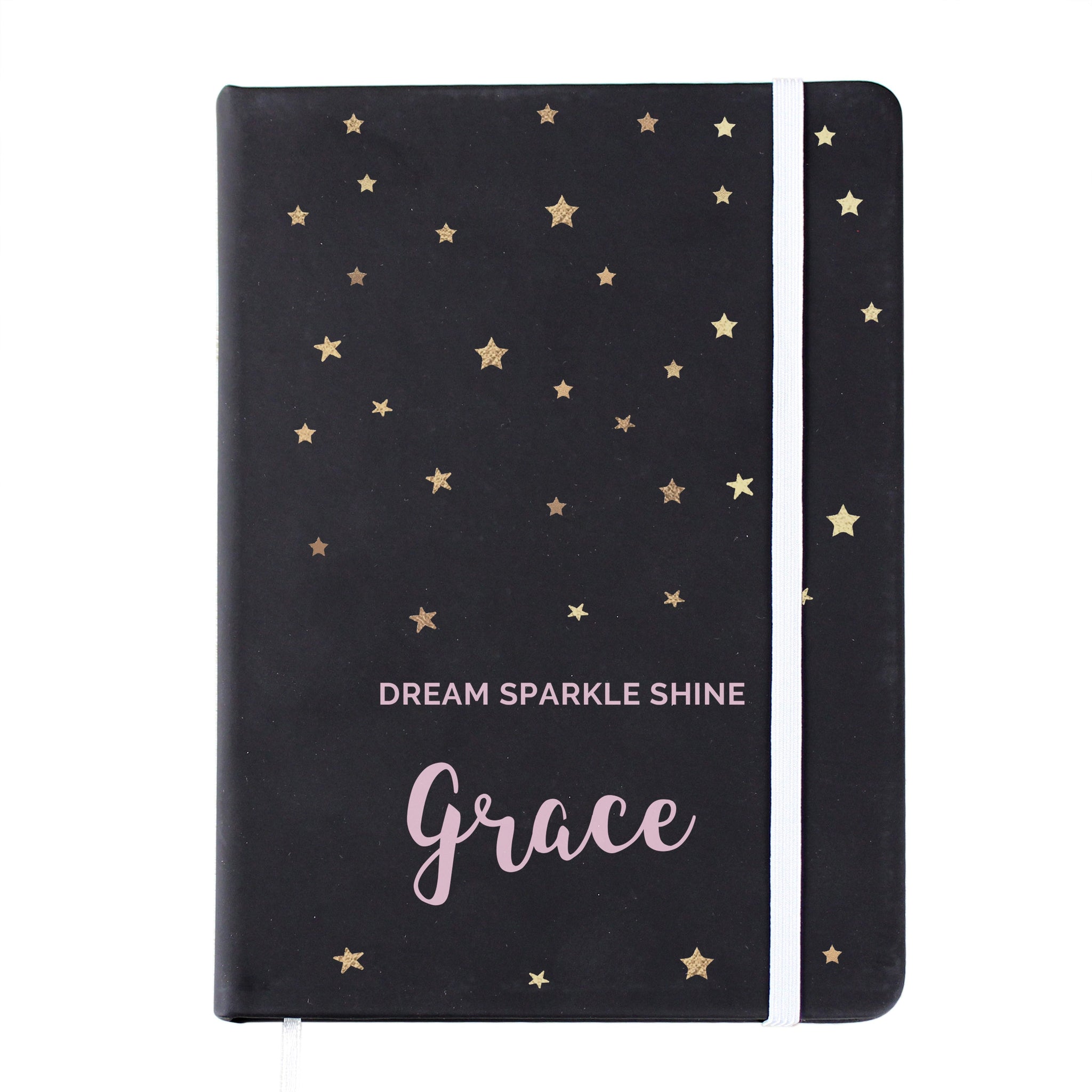 Personalised Starry Black Hardback Notebook: 5 - Notebooks By Gift Moments