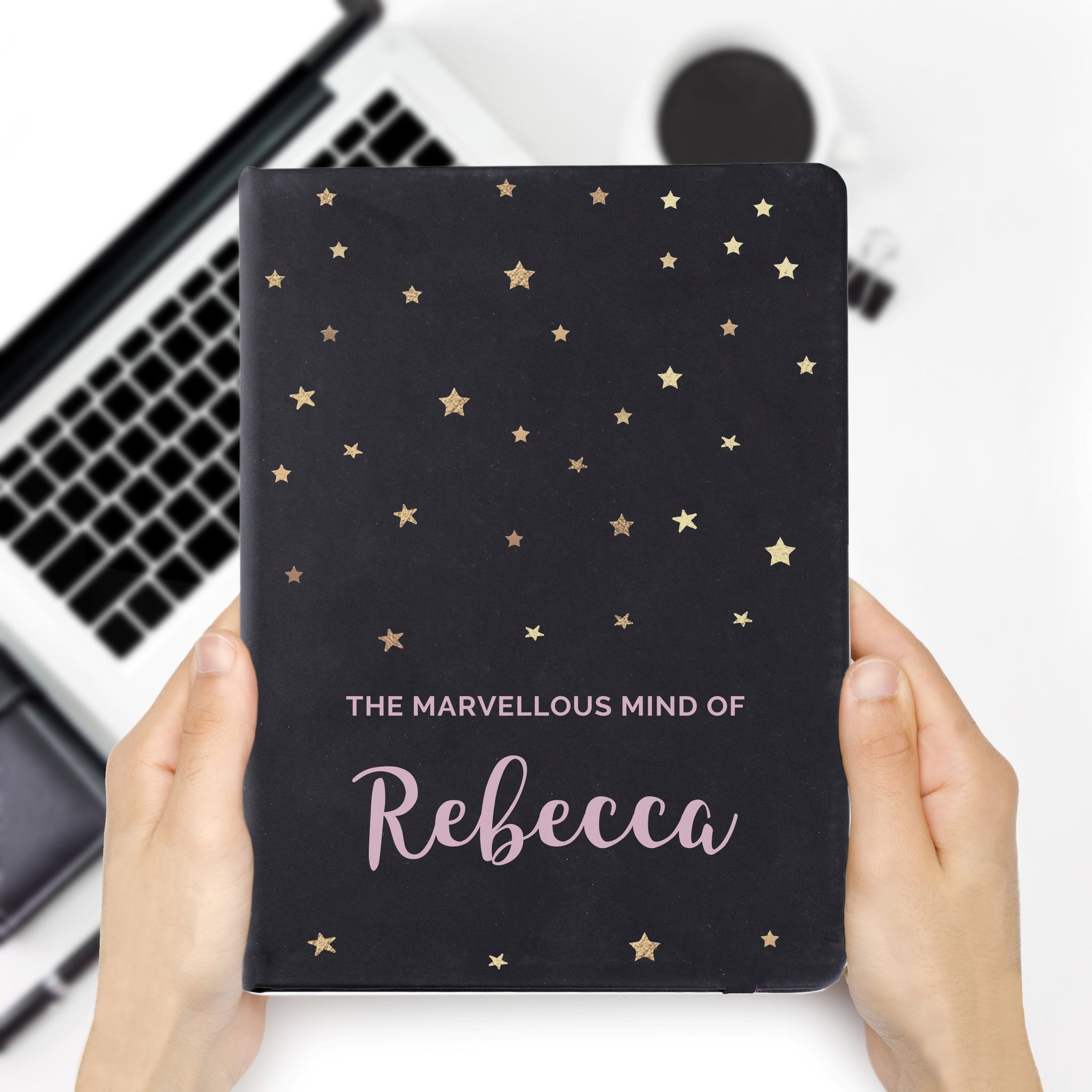 Personalised Starry Black Hardback Notebook: 2 - Notebooks By Gift Moments