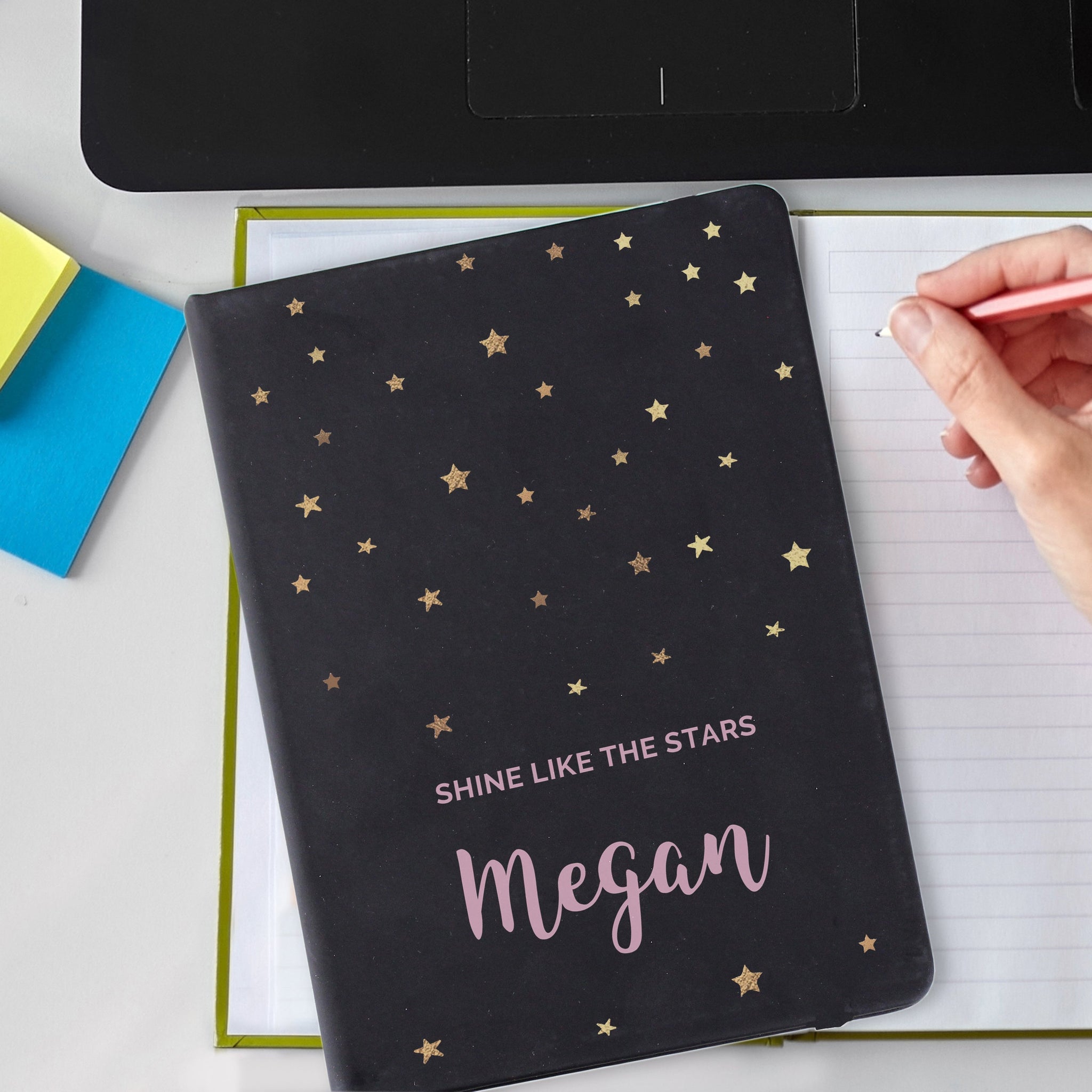 Personalised Starry Black Hardback Notebook: 3 - Notebooks By Gift Moments