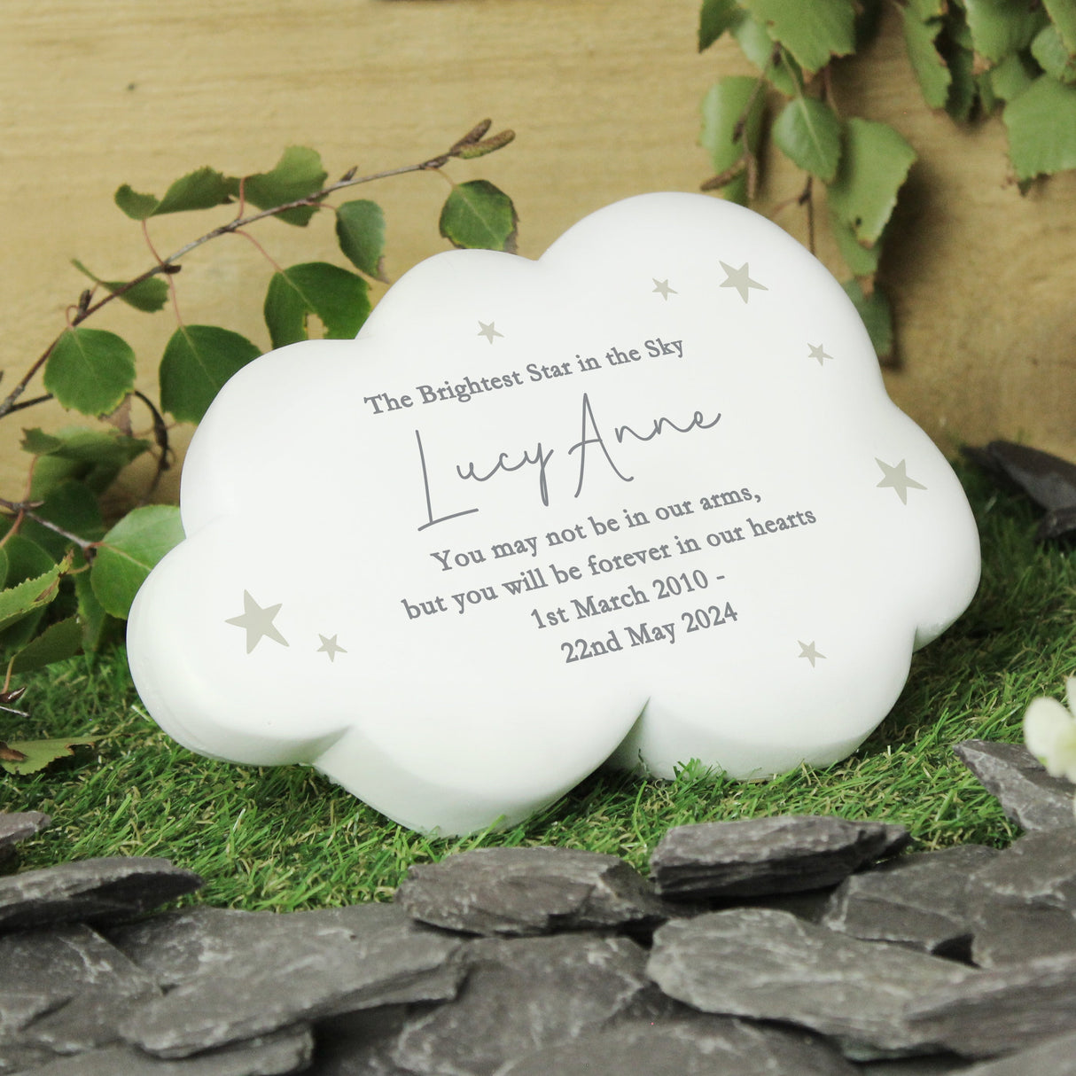 Personalised Stars Resin Memorial Cloud: 2 - Memorials By Gift Moments