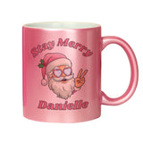 Personalised Stay Merry Santa Pink Mug: 4 - Mugs By Gift Moments
