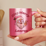Personalised Stay Merry Santa Pink Mug: 2 - Mugs By Gift Moments