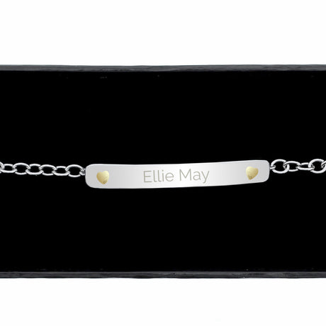 Personalised Sterling Silver and 9ct Gold Bar Bracelet: 2 - Bracelets By Gift Moments