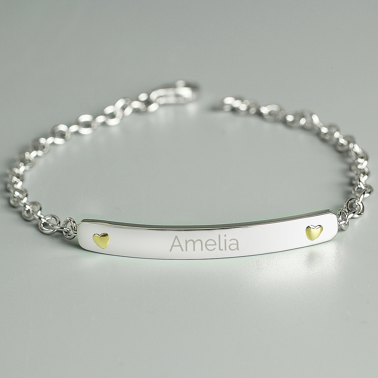 Personalised Sterling Silver and 9ct Gold Bar Bracelet: 1 - Bracelets By Gift Moments