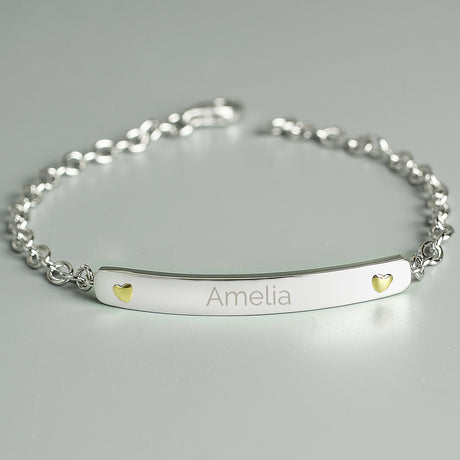 Personalised Sterling Silver and 9ct Gold Bar Bracelet: 1 - Bracelets By Gift Moments