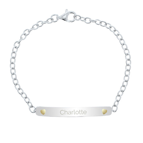 Personalised Sterling Silver and 9ct Gold Bar Bracelet: 3 - Bracelets By Gift Moments