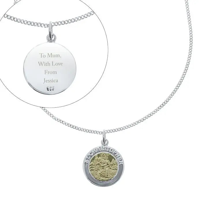 Personalised Sterling Silver & 9ct Gold St. Christopher Necklace: 3 - Necklaces By Gift Moments