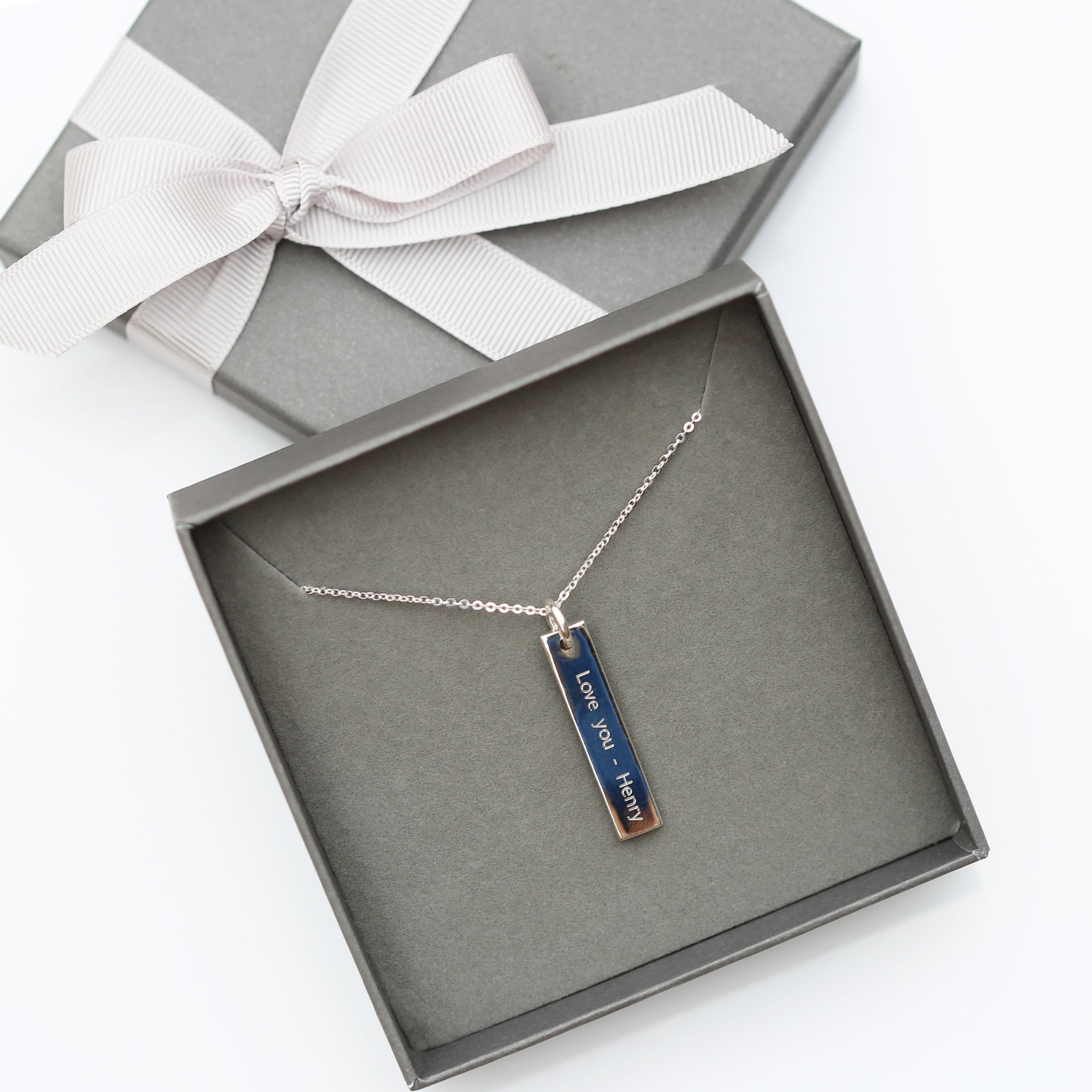 Personalised Sterling Silver Bar Necklace: 1 - Necklaces By Gift Moments