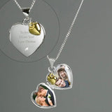 Personalised Sterling Silver Heart Locket Necklace with Diamond and 9ct Gold Charm: 3 - Necklaces By Gift Moments