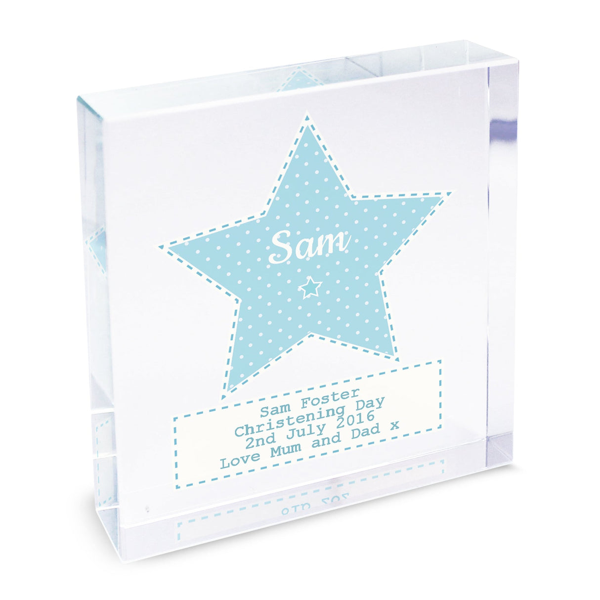Personalised Stitch & Dot Baby Boy Crystal Token: 7 - Crystal Tokens By Gift Moments