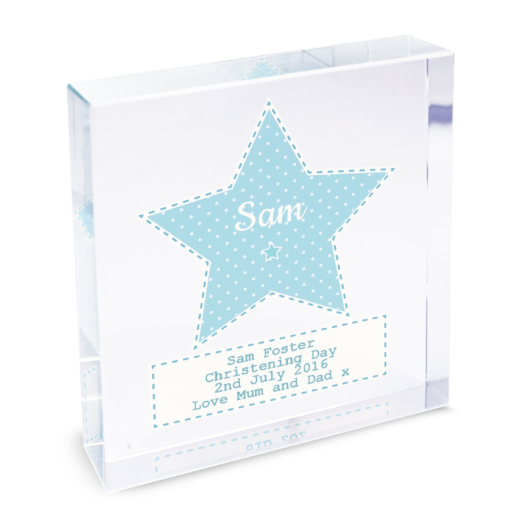 Personalised Stitch & Dot Baby Boy Crystal Token: 7 - Crystal Tokens By Gift Moments