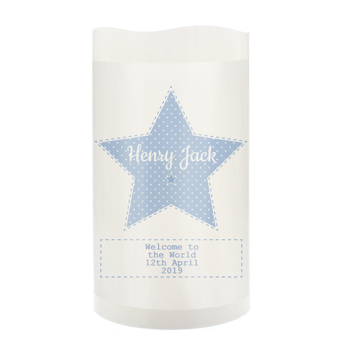 Personalised Stitch & Dot Baby Boy Nightlight LED Candle: 2 - LED Lighting By Gift Moments