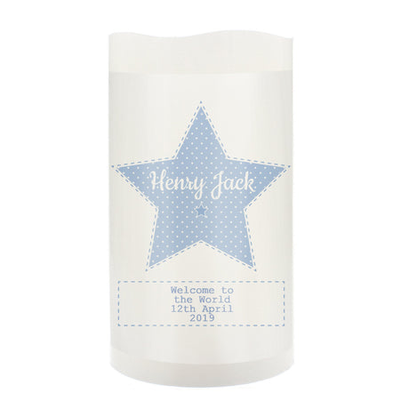 Personalised Stitch & Dot Baby Boy Nightlight LED Candle: 2 - LED Lighting By Gift Moments