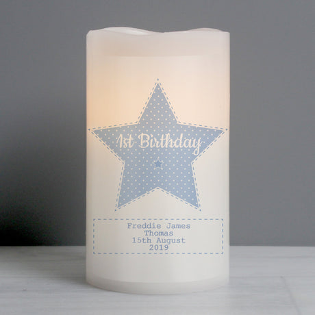 Personalised Stitch & Dot Baby Boy Nightlight LED Candle: 4 - LED Lighting By Gift Moments