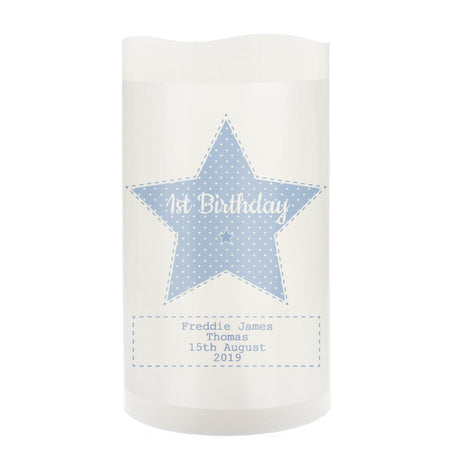 Personalised Stitch & Dot Baby Boy Nightlight LED Candle: 5 - LED Lighting By Gift Moments