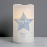 Personalised Stitch & Dot Baby Boy Nightlight LED Candle: 1 - LED Lighting By Gift Moments