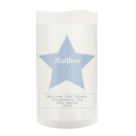 Personalised Stitch & Dot Baby Boy Nightlight LED Candle: 6 - LED Lighting By Gift Moments