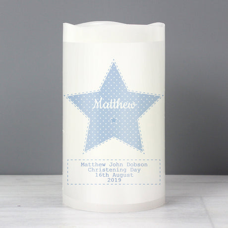 Personalised Stitch & Dot Baby Boy Nightlight LED Candle: 3 - LED Lighting By Gift Moments