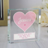 Personalised Stitch & Dot Baby Girl Crystal Token: 1 - Crystal Tokens By Gift Moments