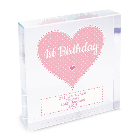 Personalised Stitch & Dot Baby Girl Crystal Token: 5 - Crystal Tokens By Gift Moments