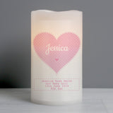 Personalised Stitch & Dot Baby Girl Night Light LED Candle: 1 - LED Lighting By Gift Moments