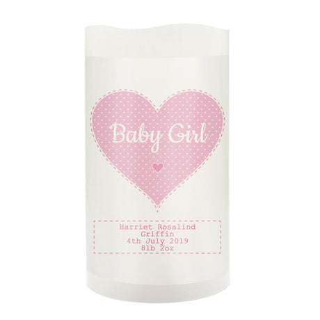 Personalised Stitch & Dot Baby Girl Night Light LED Candle: 5 - LED Lighting By Gift Moments
